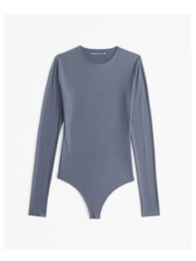Abercrombie & Fitch grey-blue soft matte Long Sleeve crew Bodysuit, size XL